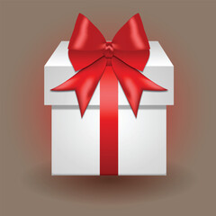 gift box with red ribbon. give box vector.