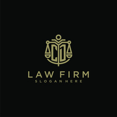 CD initial monogram logo for lawfirm with scale vector design