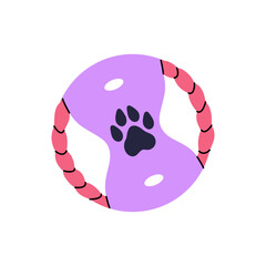 Rope circle for training agility with puppy. Cord dog toy for playing. Plaything for domestic animals. Supplies for active games with pets. Flat isolated vector illustration on white background