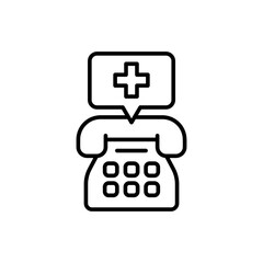 SOS call outline icons, minimalist vector illustration ,simple transparent graphic element .Isolated on white background