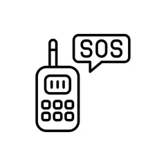 SOS call outline icons, minimalist vector illustration ,simple transparent graphic element .Isolated on white background