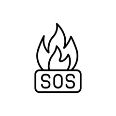 SOS fire outline icons, minimalist vector illustration ,simple transparent graphic element .Isolated on white background