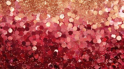 Gold Glitter Invitation. Rose Gold Foil Texture for Festive Christmas Greeting Cards