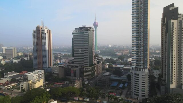 The aerial view of Colombo in Sri Lanka