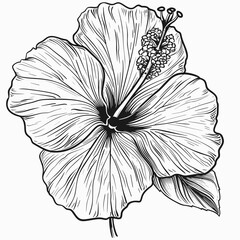 Fototapeta premium Simple Line Drawing of a Hibiscus Flower