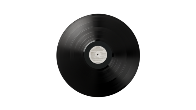 Vinyl record disk cutout. Isolated vinyl on transparent background