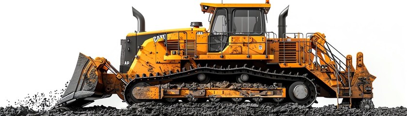 Compact bulldozer with winch, isolated on white, versatile tool