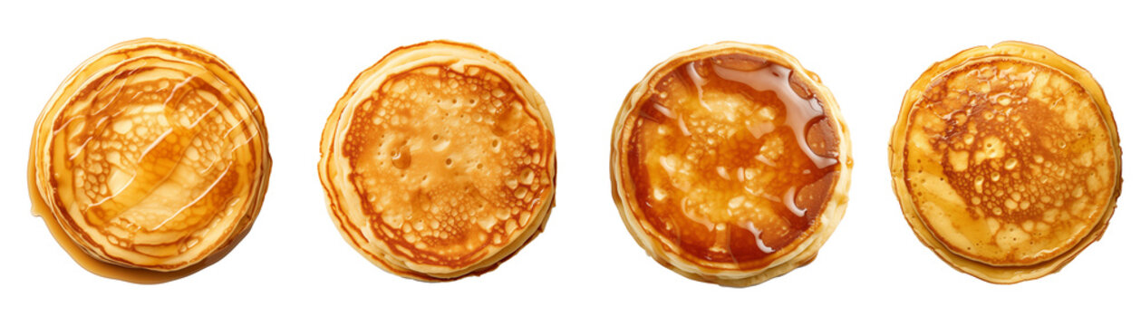 Pancake set cutout. Set of tasty pancake on transparent background