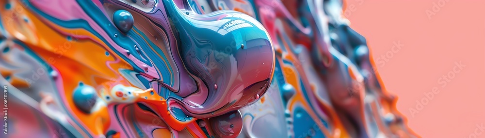 Poster vibrant abstract closeup with colorful swirls and textures, showcasing a fluid and dynamic compositi