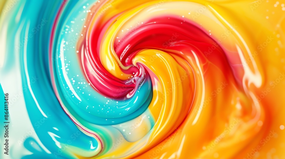 Poster vibrant swirl of rainbow colors blending together in a creative abstract design. each hue transition
