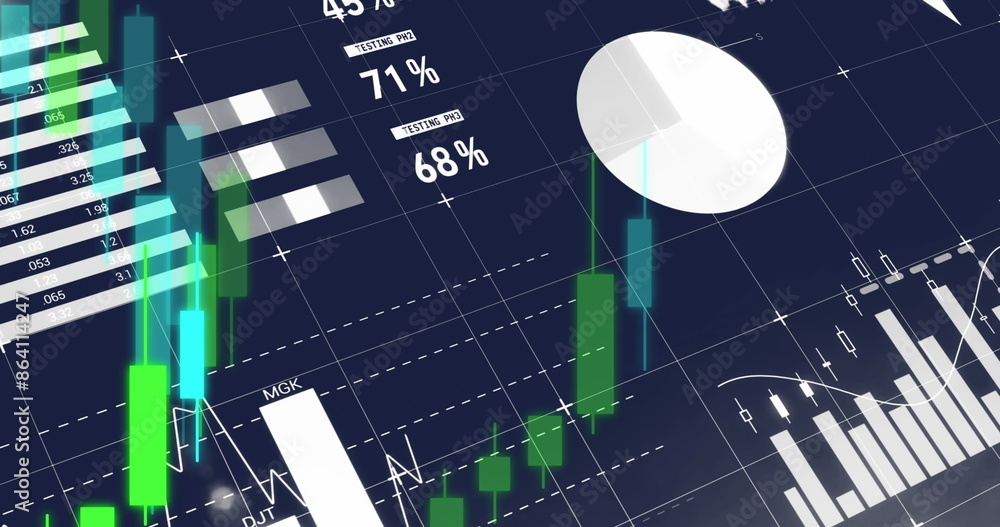 Poster image of statistical data processing against blue background