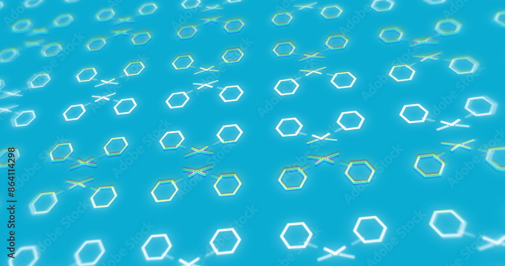 Poster image of rows of pattern moving in sea over blue background