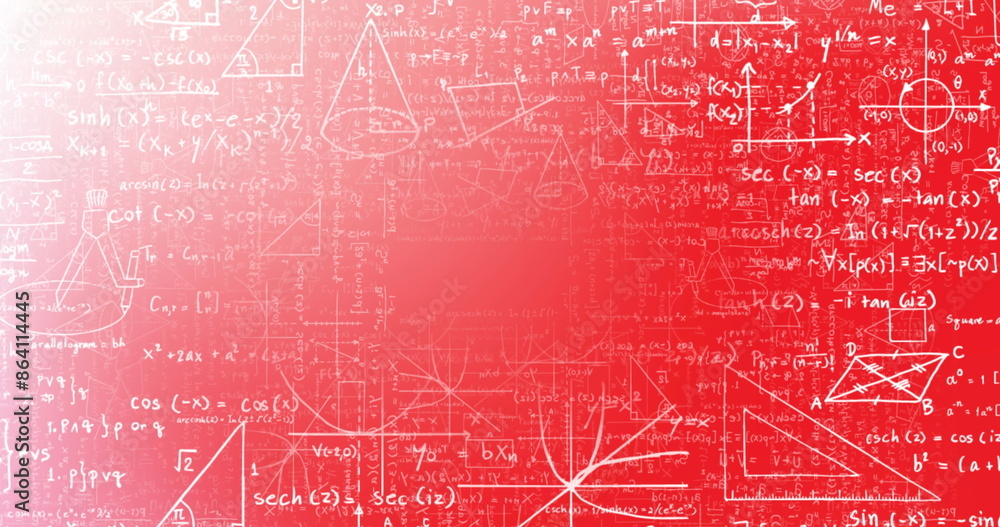 Aufkleber image of mathematical equations and diagrams floating against pink gradient background