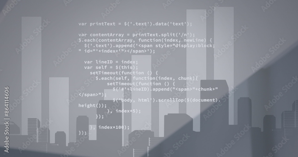 Aufkleber image of data processing over music equaliser against grey background