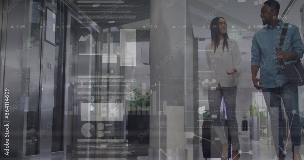 Poster image of data processing over businessman working in office