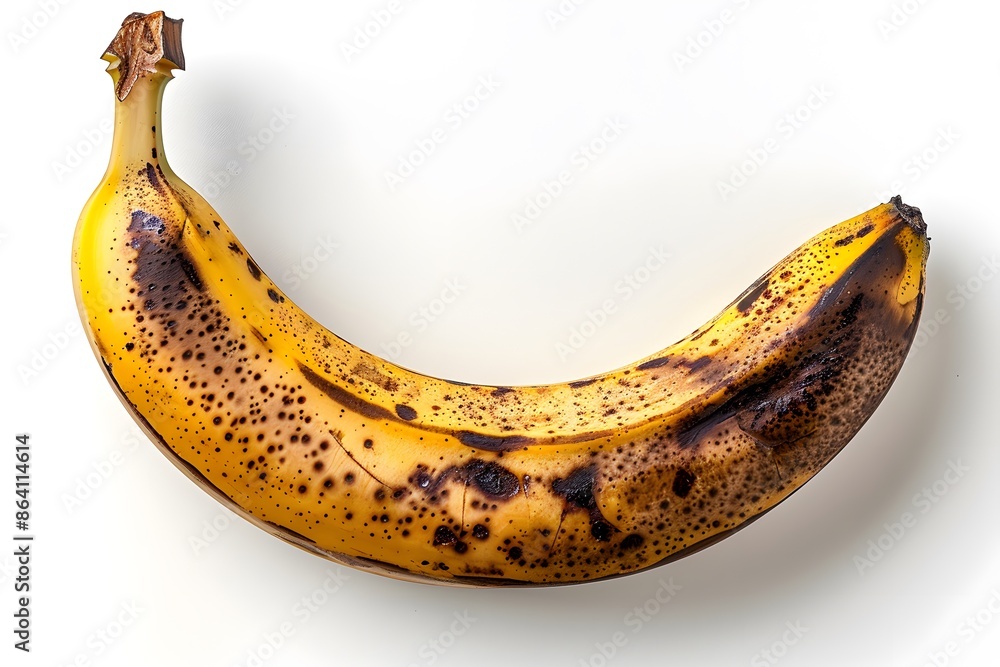 Wall mural Ripe Banana with Brown Spots on White Background - Wall murals