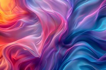 Obraz premium Vivid Abstract Waves of Colorful Silk
