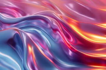 Fototapeta premium Vibrant Abstract Waves of Colorful Liquid Metal