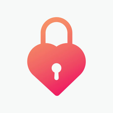 Modern minimal heart shape padlock vector illustartion