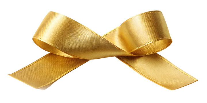 gold ribbon bow isolated on transparent background