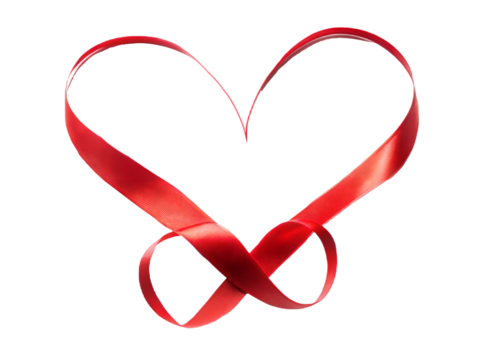 red heart ribbon isolated