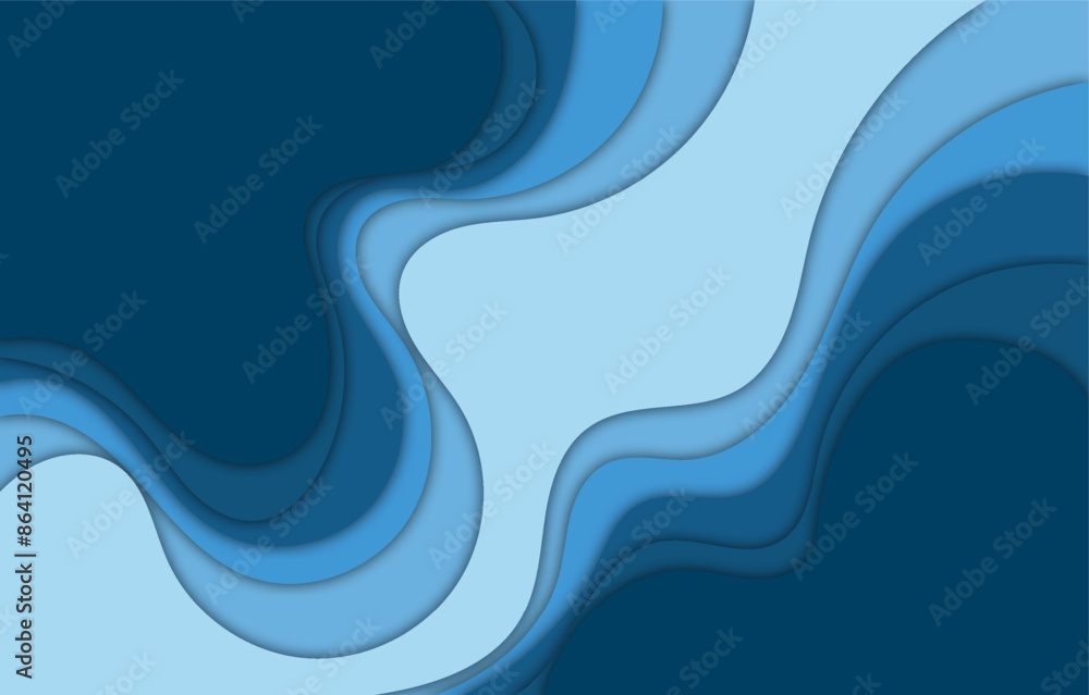 Poster 3d abstract background with blue cut paper shapes. vector layout design for business presentations, 