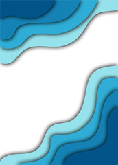 Abstract Blue Paper Layer Cut Background.