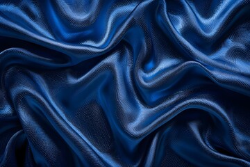 Fototapeta premium Luxurious Blue Satin Fabric with Elegant Folds