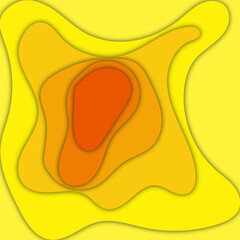 Yellow abstract waves and curves cut from paper.