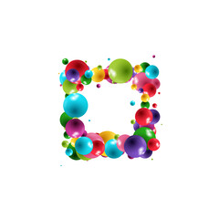 Photo frame made of colored balls. Decorative element.
