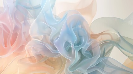 Obraz premium 3D abstract background with floating, intertwined wireframe structures in soft, pastel colors, set against a neutral backdrop to highlight the delicate and intricate design
