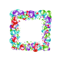 Background with render 3d green balls. Round Sphere of geometric objects, pearl made of metal and plastic. Template with social media story, social networks. vector illustration