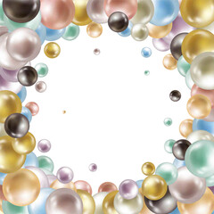 Abstract background. Vector photo frame. Colored balls.