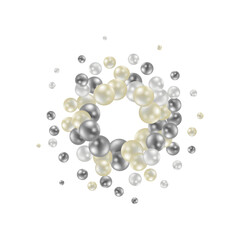 Основные RGScattered floating colored spheres on a vibrant background - 3D render. Round photo frame.B