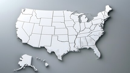 4. Generate an accurate and visually appealing illustration of the United States map, featuring isolated states on a clean white canvas, ideal for educational or informational purposes in vector