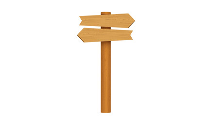 blank wooden road sign on the white background
