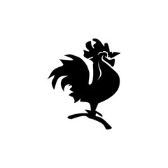 Elegant black silhouette rooster logo template illustration. Modern chicken icon.