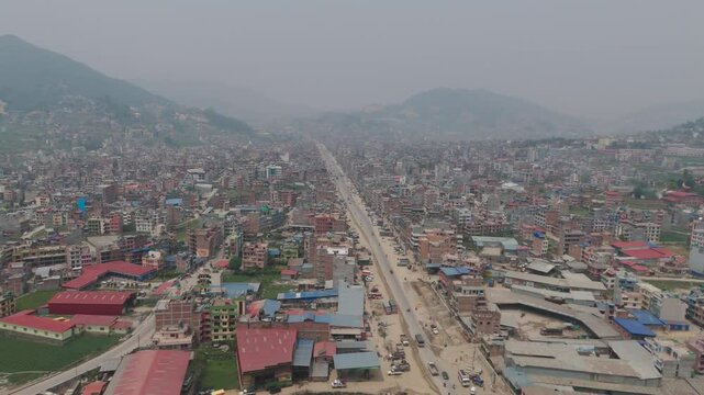 Aerial view of banepa city Nepal.