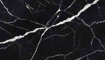 Smooth black marble with golden veins and white details. Stylish backdrop for luxury decoration.