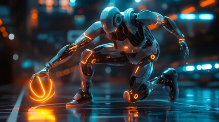Futuristic Robot Basketball Player sci-fi setting