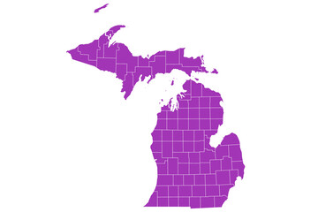Obraz premium Michigan administrative map. counties map of Michigan, blank Map, empty map of Michigan