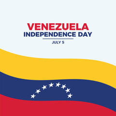 Venezuela Independence Day poster vector illustration. Waving Venezuelan flag frame vector. Abstract Venezuela flag symbol. Template for background, banner, card. July 5. Important day