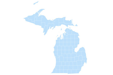 Michigan administrative map. counties map of Michigan, blank Map, empty map of Michigan