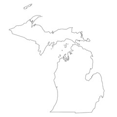 High detailed illustration map - outline Michigan State Map