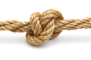 Close-Up of a Strong Knot Tied in a Thick Rope
