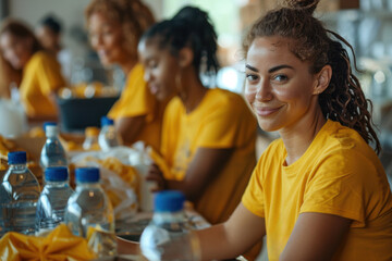 Obraz premium Diverse team at a community service center. Donation concept