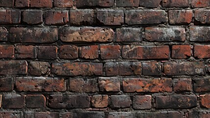 Naklejka premium Empty Old Brick Wall Texture. Painted Distressed Wall Surface. Grungy Wide Brickwall. Grunge Red Stonewall Background. Shabby Building Facade With Damaged Plaster. Abstract Web Banner. Copy Space.