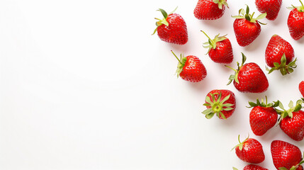 Simple ripe strawberry banner white background summer recipes fruit themed events food bloggers  organic produce farmers market stall health magazines mockup creative design minimal food pattern photo