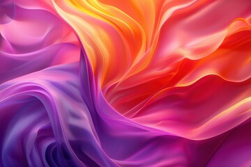 Fototapeta premium A colorful, flowing piece of fabric with a purple and orange hue