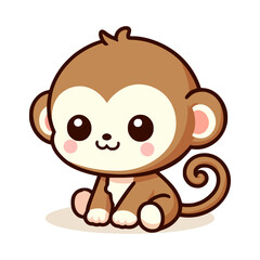 cute monkey cartoon character vector illustration template design